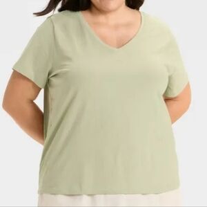 NWT V-Neck Short Sleeve Tee Light Sage Green 3X